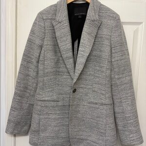 Banana Republic Women's Blazer Gray Heather Wool Blend One Button Jacket Sz 8